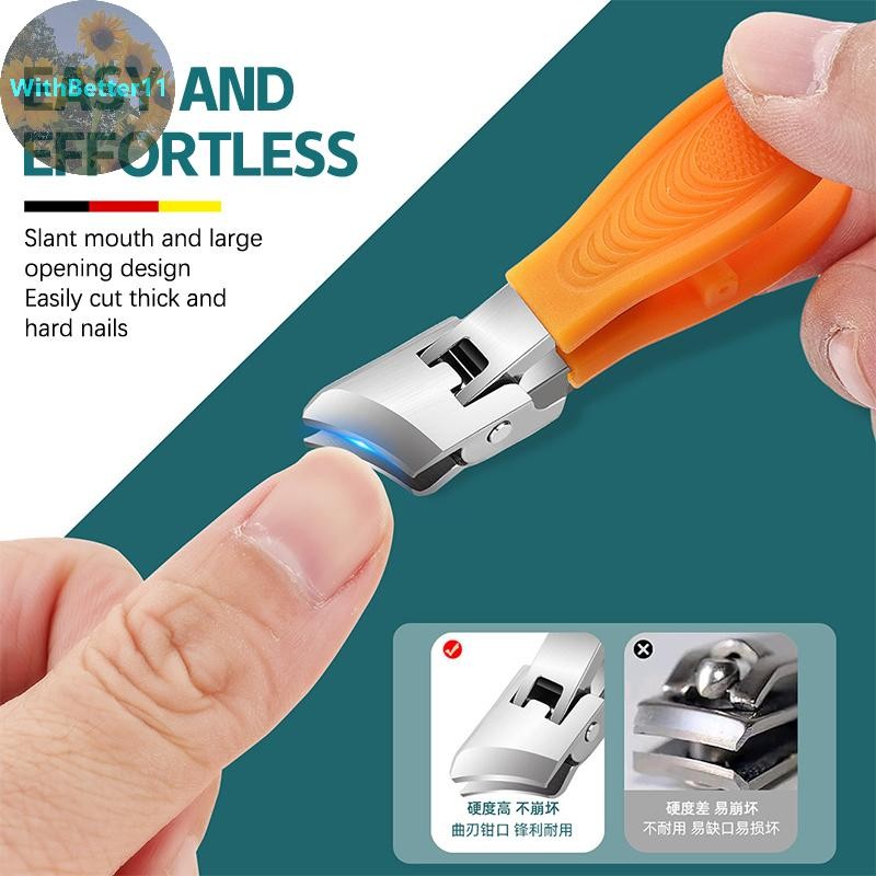 Better ขนาดใหญ่เปิดเล็บหนา Hard Slanted เล็บเครื่องตัดสแตนเลสเล็บเครื่องมือ Toe Cutter Trimmer Anti-Splash TH