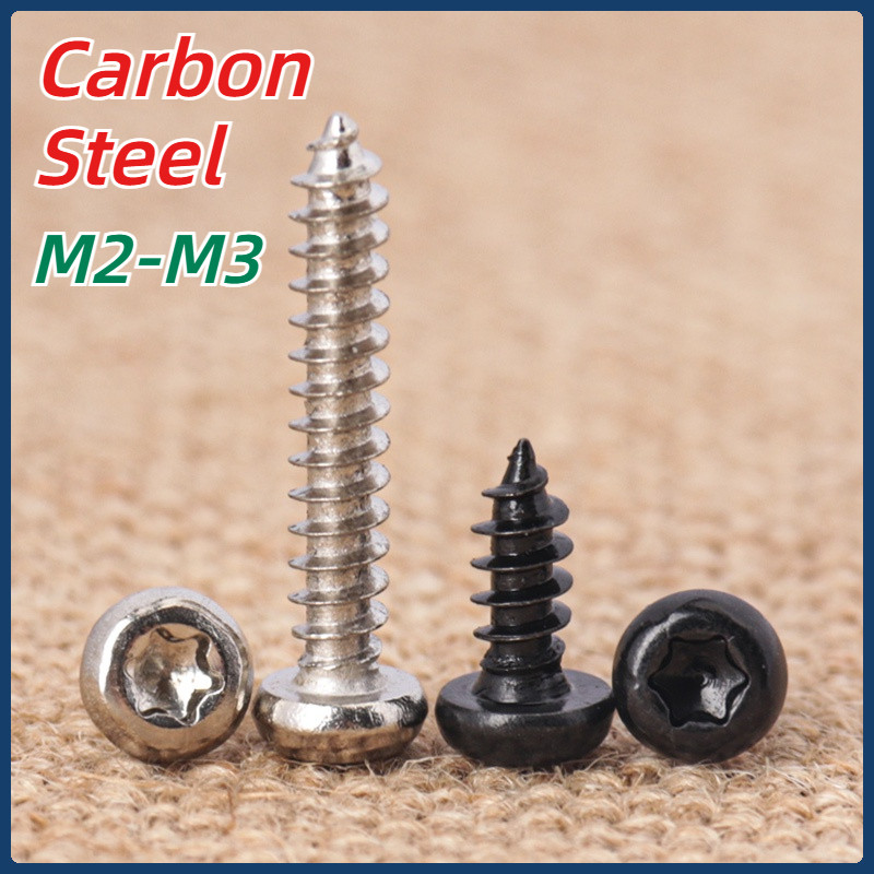 [MX1] สกรูแตะตัวเอง Torx หัวกลมสีดําชุบนิกเกิลด้านในหกดอกไม้สกรูเกลียวไม้กันขโมย M2M2.3M2.6M3 น็อต สกรู หัวเตเปอร์ P+ ช่องขัน ดาว ท็อกซ์ เหล็กคาร์บอน เกลียวปล่อย M2-M3 / Button Head Torx Tapping Screw