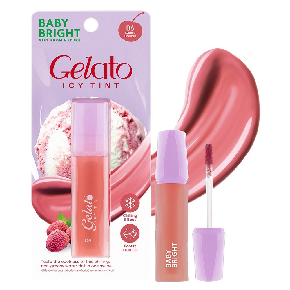 Baby Bright Gelato Icy Tint 3g เบบี้ไบร์ท ทินท์เจลาโต้ สูตรเย็นสดชื่น ติดทน