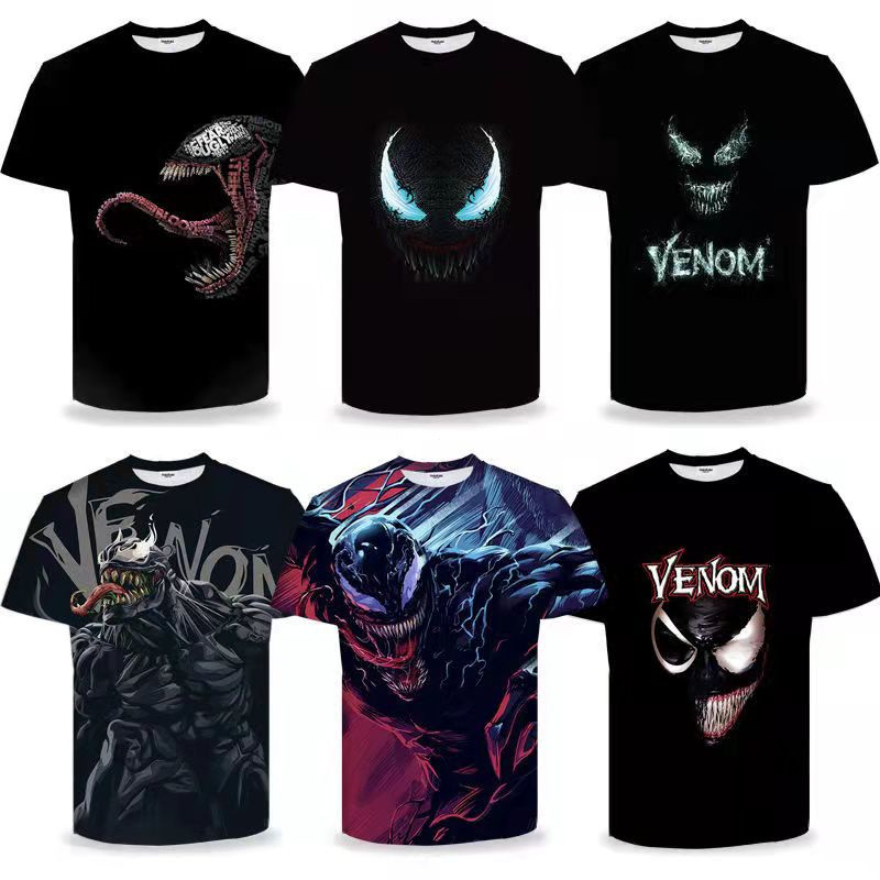 เสื้อยืด Marvel Venom สไตล์สำหรับเด็ก ดีไซน์พิมพ์ 3D เหมาะสำหรับการสวมใส่สบายในฤดูร้อน