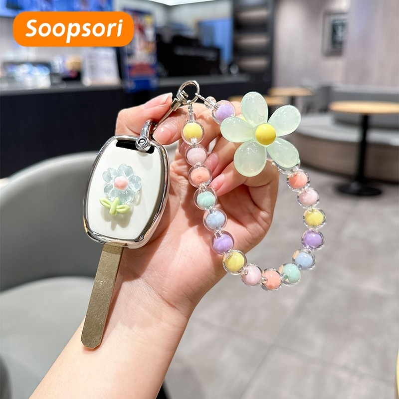 Soopsori รีโมทกุญแจรถ Key Fob สําหรับ Honda Civic RS HRV City Accord Jazz CR-V XR-V FE Key Holder Protector พวงกุญแจ