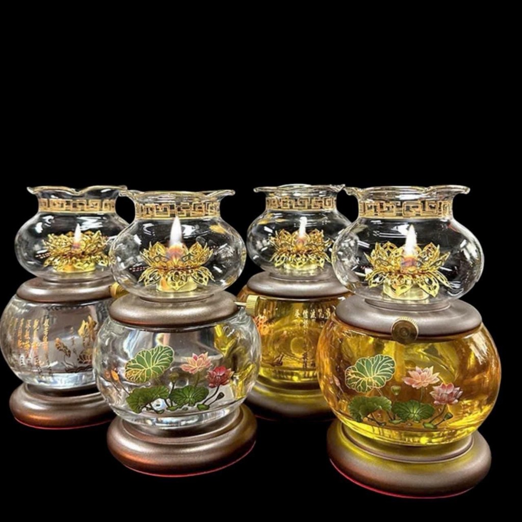 8820 ตะเกียงน้ํามันคริสตัลดอกบัว 3 ขนาด - ของบูชา