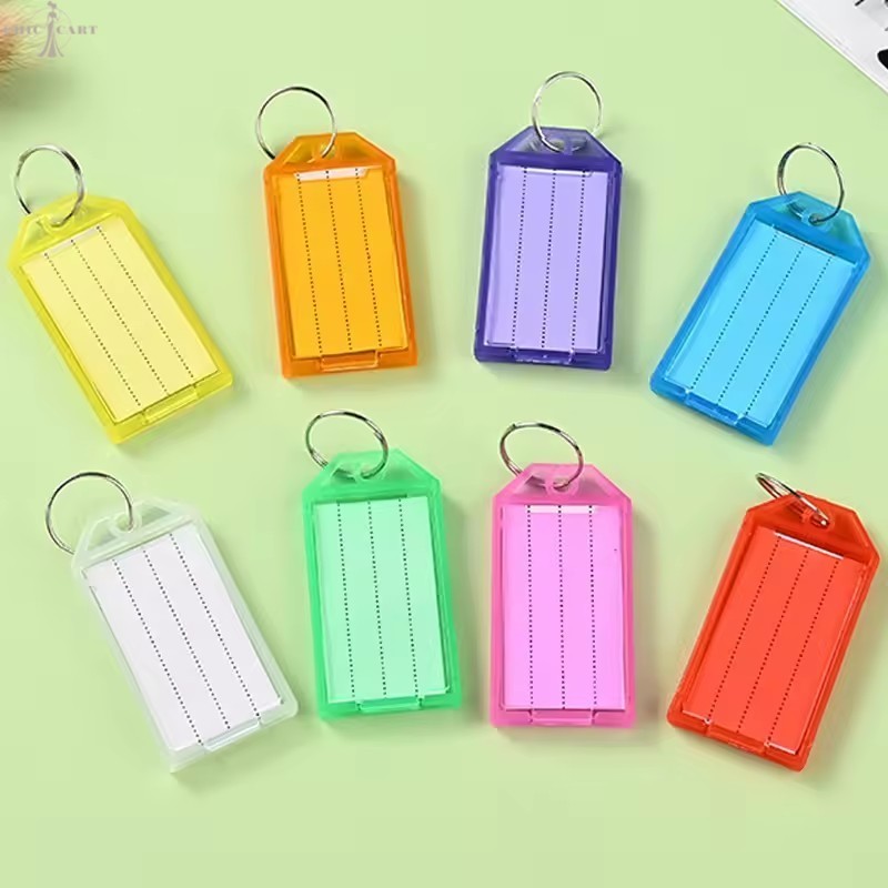 5ชิ้นสุ่มแท็กกุญแจพลาสติกที่มีสีสัน-เขียนได้สองด้าน-ผู้ถือ รหัส - ทําเอง แบบพกพาพวงกุญแจกระเป๋าบัตรประจําตัวแท็ก-ใสพวงกุญแจแยกแหวน-ที่มีป้ายพนัง