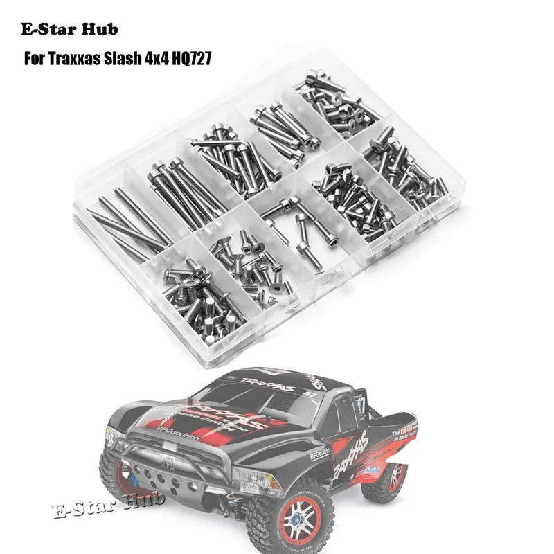 ชุดสกรูสแตนเลสแบบปรับแต่งสำหรับรถ RC Traxxas Slash 2WD RTR/Pro ชิ้นส่วนอัพเกรดโลหะ
