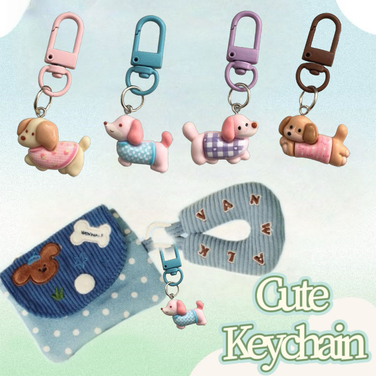 น่ารักที่มีสีสันเรซิ่นดัชชุนที่สําคัญแหวนกระเป๋าแขวนเครื่องประดับสัตว์น่ารักจี้พวงกุญแจกระเป๋านักเรียนตกแต่ง