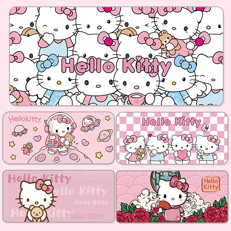 แผ่นรองเมาส์ Hello Kitty XXL แผ่นรองคีย์บอร์ดเกมการ์ตูนน่ารัก Sanrio Pink Girls Office โต๊ะคอมพิวเตอร์