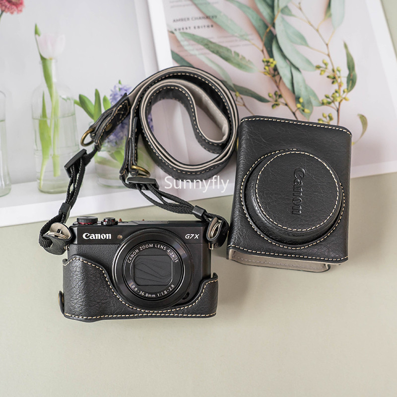 Sunnyfly ใหม่หรูหรา handwork กล้อง PU กระเป๋าหนังกล่องสําหรับ canon G7X2 G7X3 G7X Mark ii iii แขนป้องกัน shell