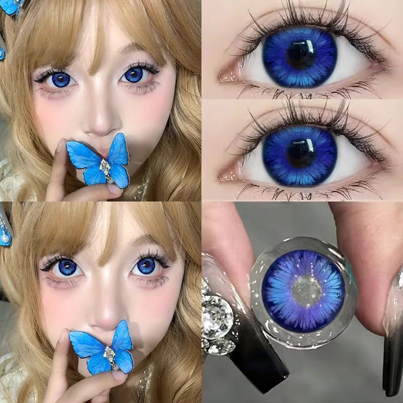 JeweLens 1 คู่ Butterwing คอสเพลย์สีฟ้าคอนแทคเลนส์สีม่วงเครื่องสําอาง Softlens 14.5 มม.