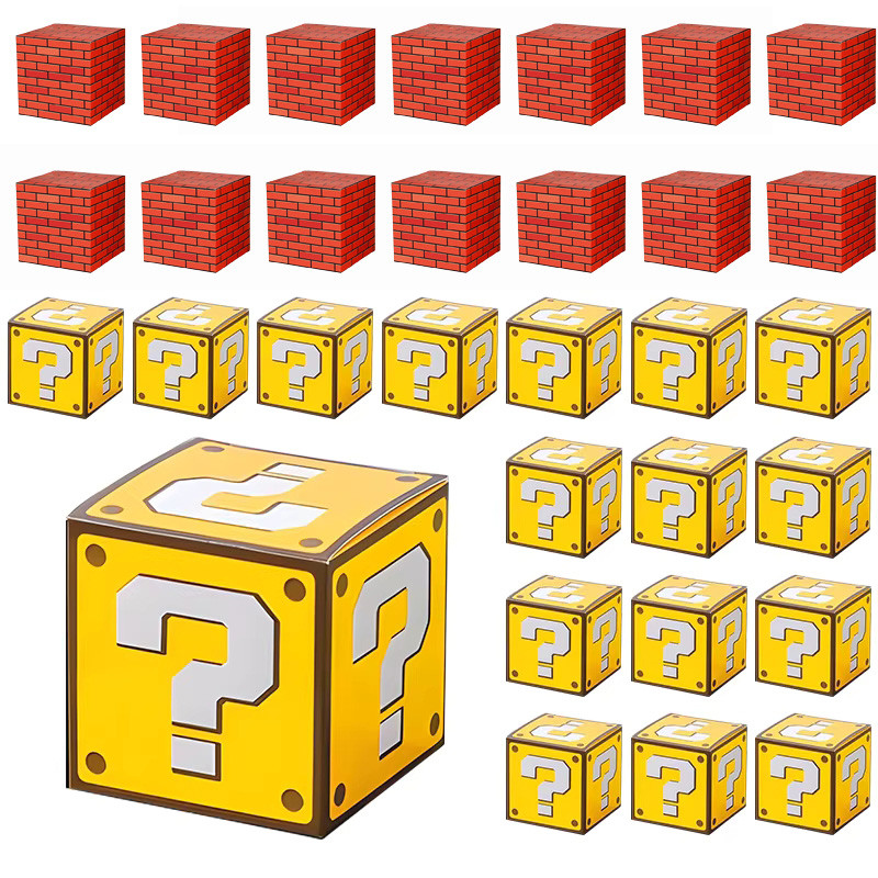 Super Mario Prop Brick Candy Box Anime Mario Theme Partys บรรจุภัณฑ์ของขวัญกล่องอุปกรณ์ตกแต่ง