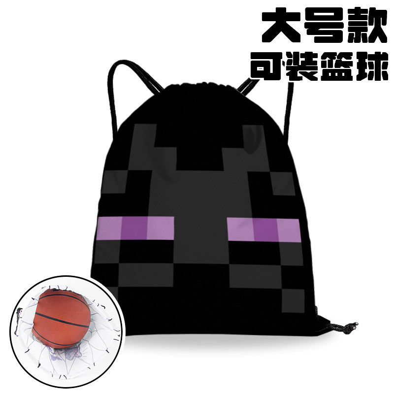 Minecraft Creeper Drawstring Sports Bag – กระสอบยิมความจุขนาดใหญ่สําหรับบาสเก็ตบอล, ขี่จักรยานและวิ่ง