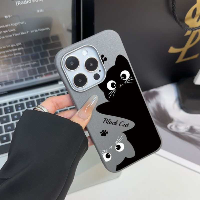 น่ารักแมวดําปลอกสําหรับ Tecno Spark Go 2 KM4 / Spark Go 1S 1/Pop 10 รูปแบบหนังซิลิโคนกันกระแทกเคสโทร