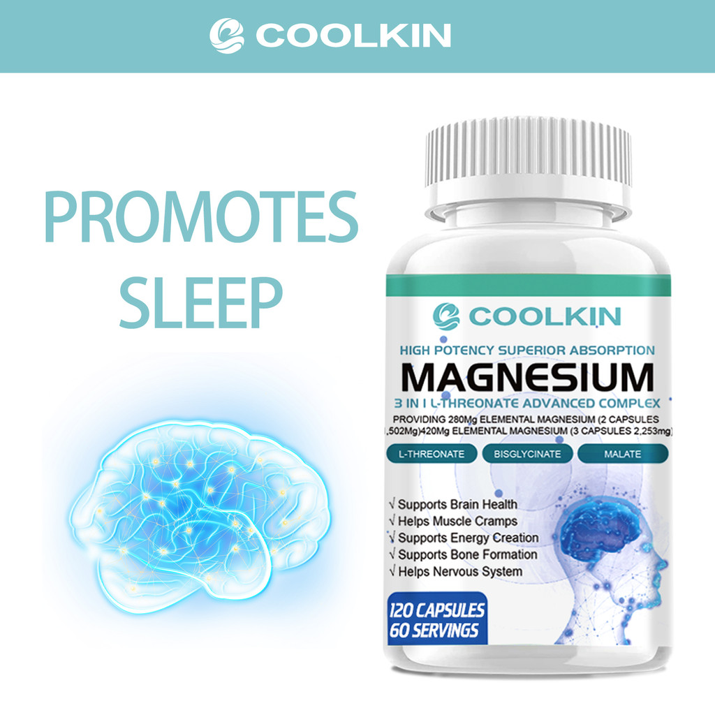Coolkin Magnesium, 3-in-1L - Threonate Complex Capsules - รองรับพลังงานและกล้ามเนื้อ รองรับคุณภาพการนอนหลับ - สูตรทางวิทยาศาสตร์