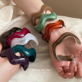 เดรเจว ไม่สม่ําเสมอหยักอะคริลิคเปิดสร้อยข้อมือป่าง่าย อิน สร้อยข้อมือผู้หญิง ซอก สูง-จบ สัมผัสเครื่องประดับ