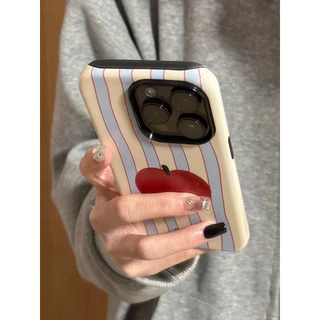 แนวตั้งสีแดงApple 2-in-1 สําหรับApple 17/16 เคสโทรศัพท์iPhone 15 Pro Maxฟิล์มใหม่ 14/13 Creative 12/11 Pro Max 7/8 Plusสองชั้นGlossyเคสโทรศัพท์