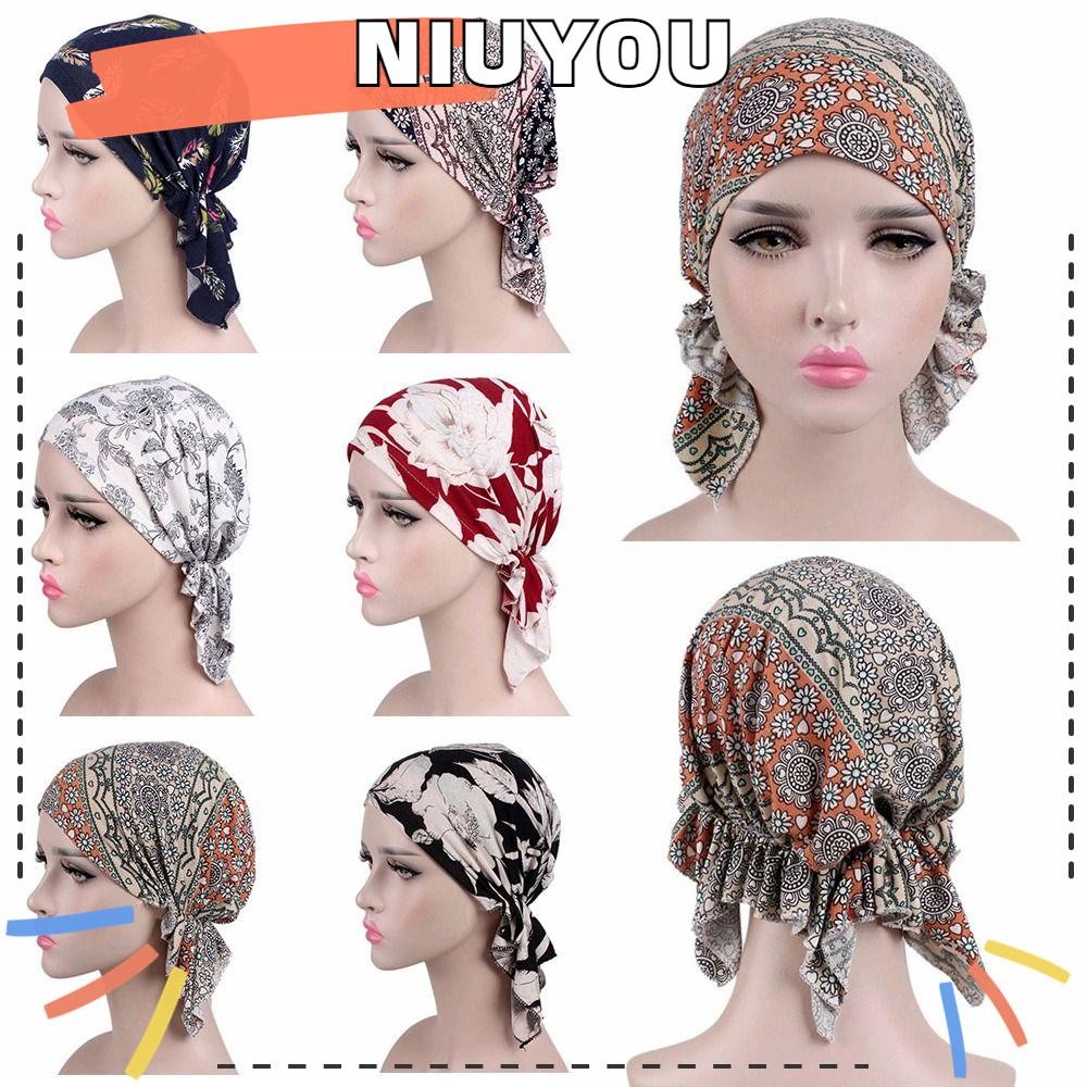 NIUYOU ลมหมวกผ้าฝ้าย Bandana, ฤดูใบไม้ผลิ Casual ดอกไม้พิมพ์ Turban, คุณภาพสูงโบฮีเมีย Chemotherapy หมวกผู้หญิงแห่งชาติ