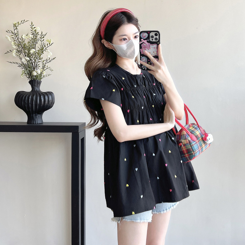 ชุดคลุมท้อง ฤดูร้อนที่มีสีสันปักเสื้อแขนสั้นทารกด้านบน - รูปที่ 4