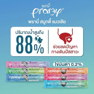[กระปุก] Pramy สมูทตี้ ขนมแมวเลียพรามี่ เพื่อสุขภาพน้องแมว Human Grade ขนาด 14 กรัม 30 ซอง