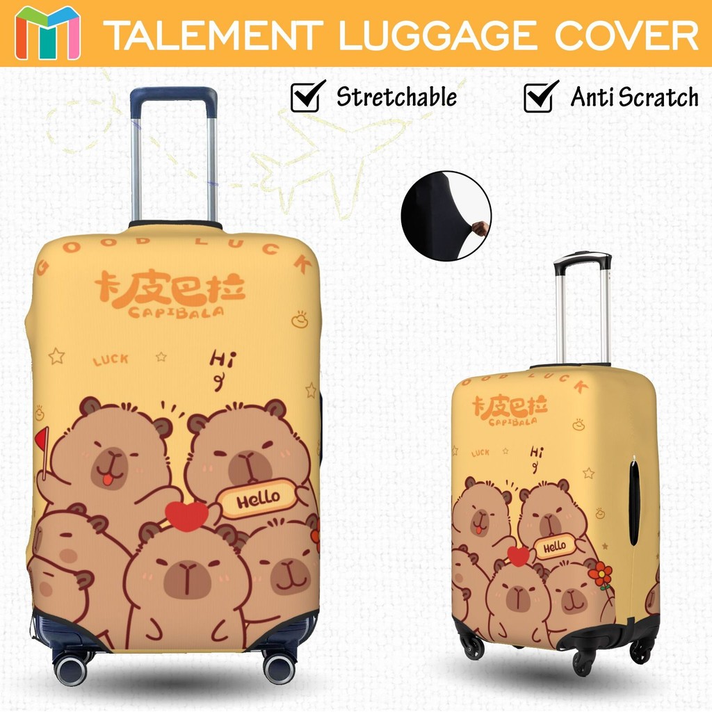 Capybara ผ้าคลุมกระเป๋าเดินทาง ผ้าสแปนเด็กซ์ แบบยืดหยุ่น ยืดหยุ่น  Luggage Cover 18 20 22 24 26 28 30 32 นิ้ว DZ2