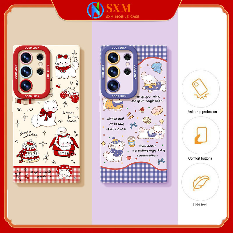 Samsung S25ultra ขนมขนาดเล็กสุนัขซิลิโคนเหลวเคสโทรศัพท์เต็มแพ็ค Anti-Drop น่ารักการ์ตูนสําหรับ Samsu