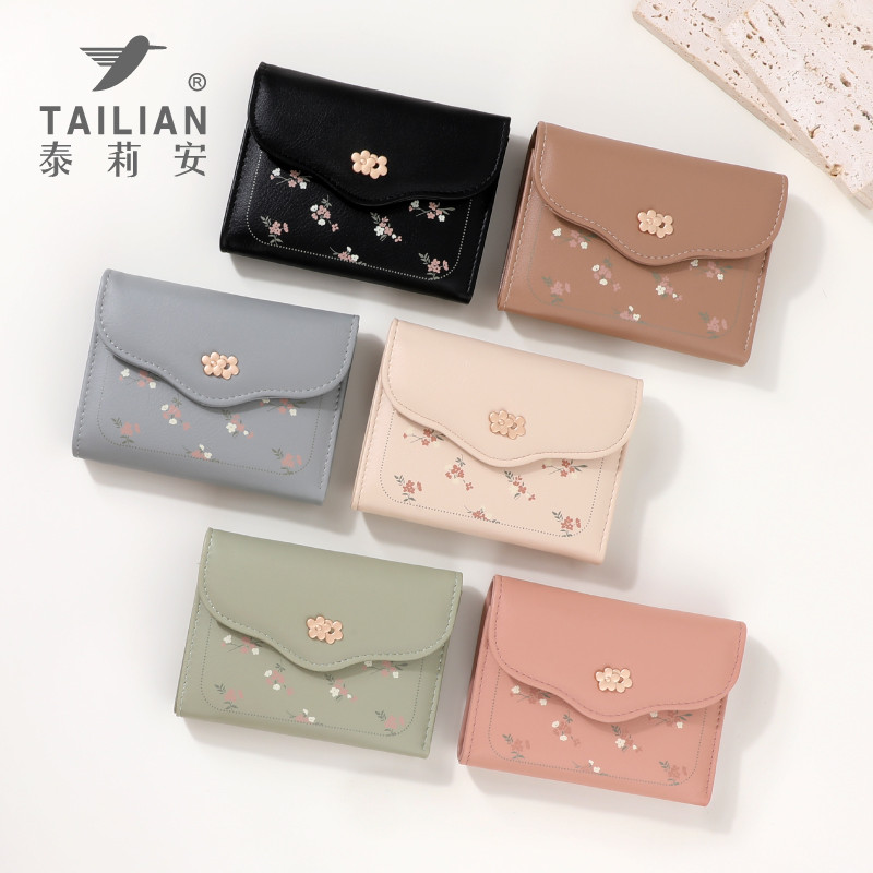 หนัง ปู่ หวานพิมพ์กระเป๋าสตางค์ผู้หญิงน่ารักมัลติฟังก์ชั่หลายบัตรกรณีพับเงินสดกระเป๋าสตางค์