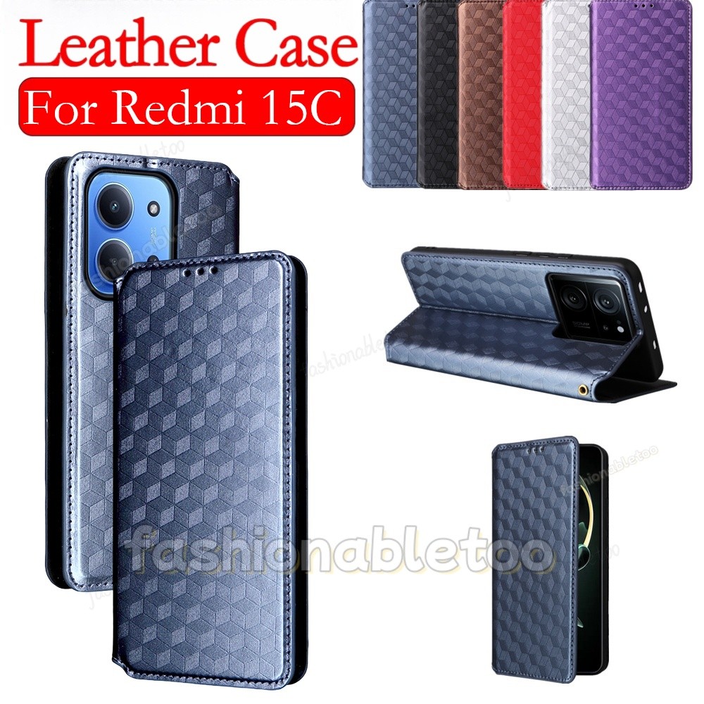 สําหรับ Redmi15C 5G หนังเคสโทรศัพท์สําหรับ Redmi 15 C 15C Redmi15 C Redmi15C 2025 ขาตั้งแม่เหล็กผู้ถ