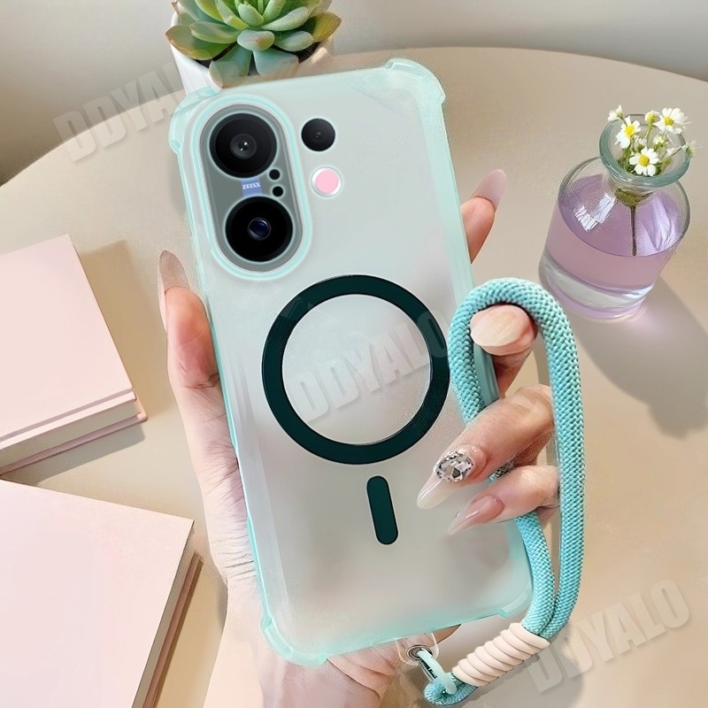 ปลอกซิลิโคนสําหรับ VIVO X200 FE X200 Pro X200 X100 X90 X80 X70 Pro 5G Matte เคสโทรศัพท์ผีเสื้อ Pearl Lanyard ความงามไร้สายแหวนแม่เหล็กฝาครอบ