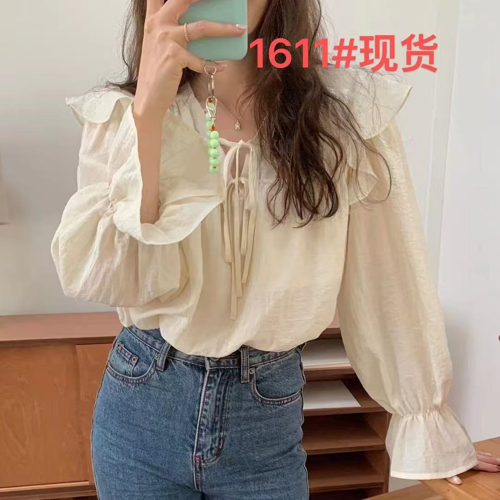 2025ต้นฤดูใบไม้ผลิฤดูร้อนสไตล์ใหม่ฝรั่งเศสหวานสีม่วงเสื้อแขนยาวหญิงออกแบบซอกเร้าใจเก๋ด้านบนสไตล์ของเราเข็ม 1XSN