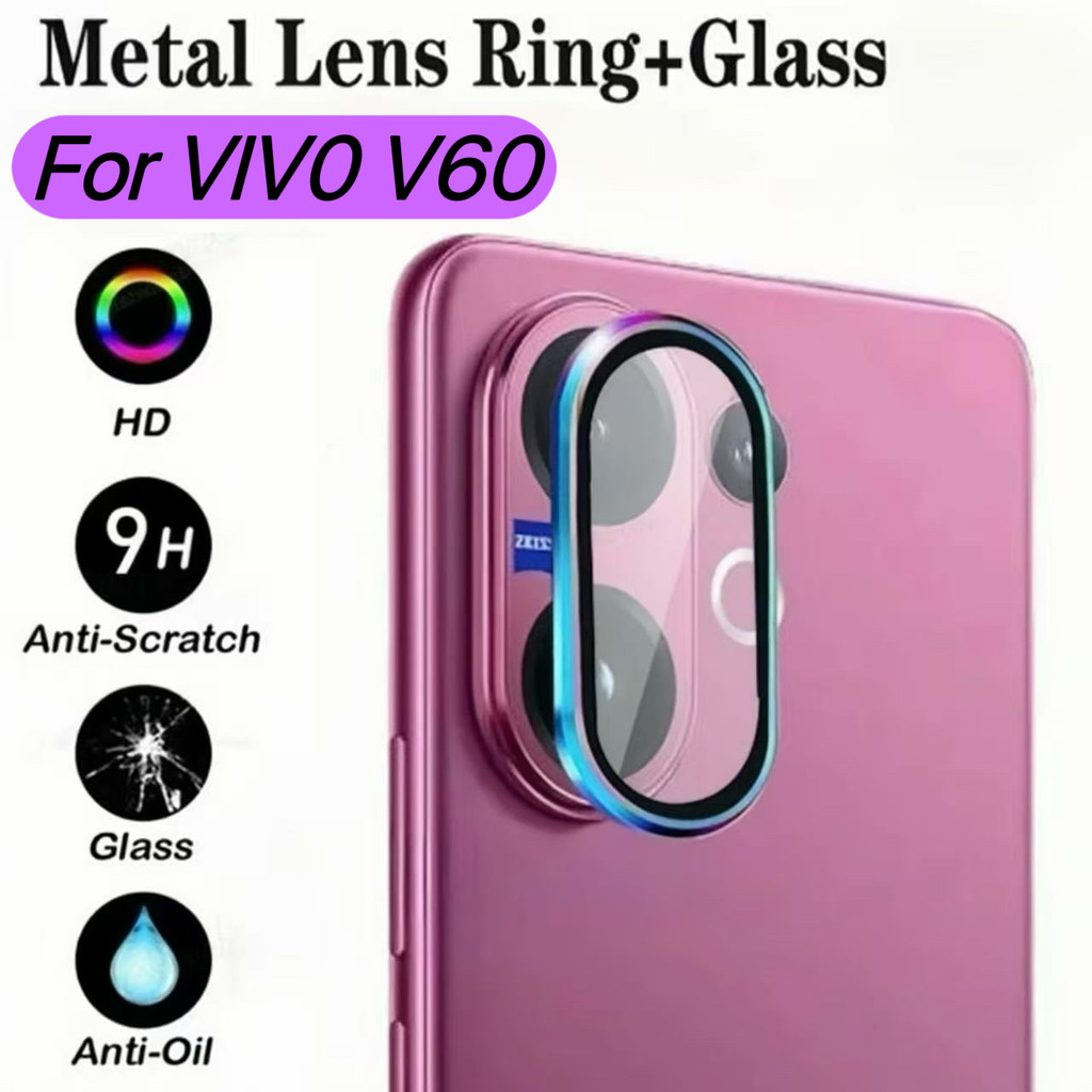ฟิล์มกล้องวง For Vivo V60 5G V50lite V50 Y29 4G Y200 แหวนขอบโลหะ กันรอยกล้อง ตัวป้องกันฝาครอบเต็ม กระจกนิรภัย ป้องกันรอย
