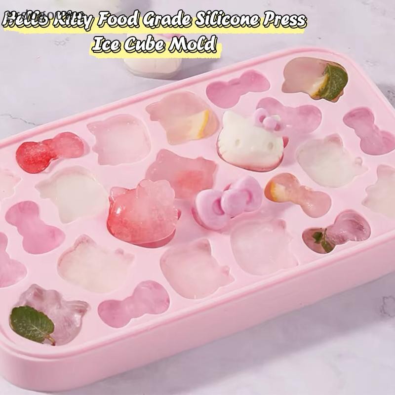 Grdog Kawaii Sanrio Hello Kitty ซิลิโคนกดถาดน้ําแข็งการ์ตูนเกรดอาหาร Ice Cube แม่พิมพ์บ้านตู้เย็นน้ําแข็งทํากล่องเก็บ th