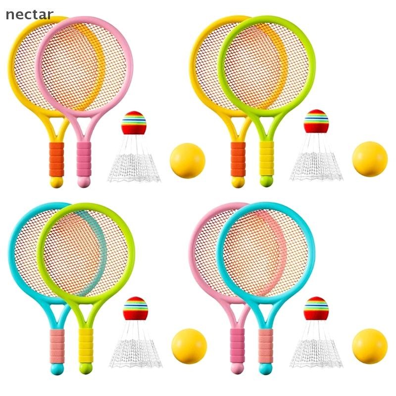 Tar เด็กไม้แบดมินตันชุดน้ําหนักเบาเด็กเทนนิสแบดมินตันของเล่นเด็กเทนนิส Racquets พร้อมลูกสําหรับครอบครัวเกม N