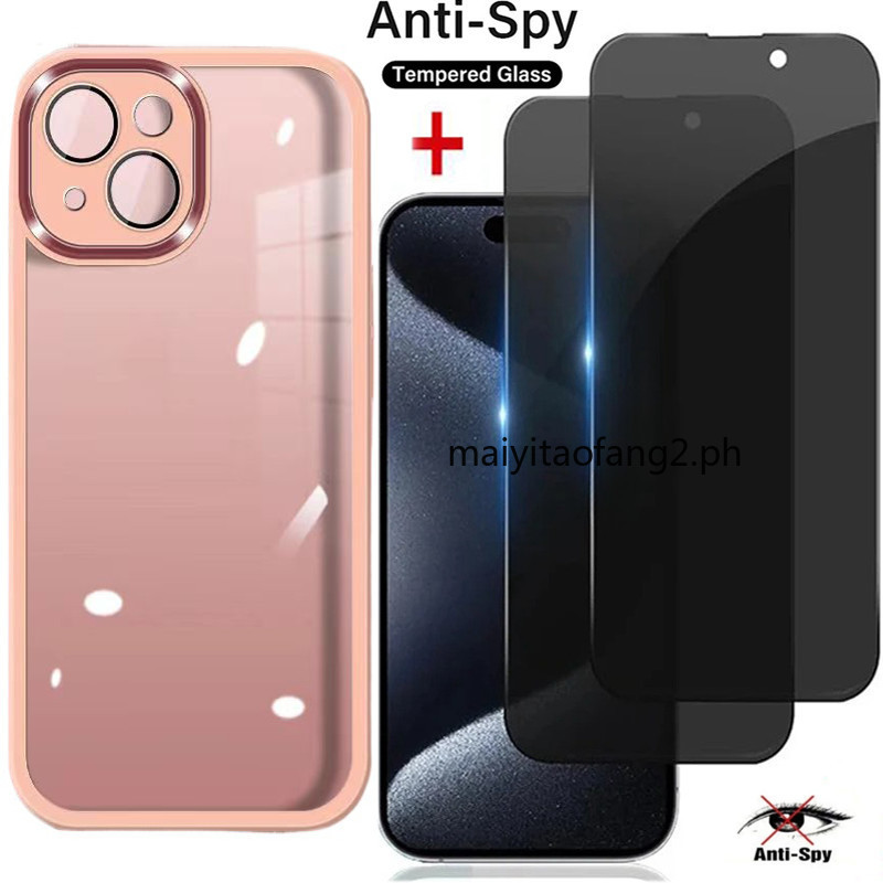 Two-in-One Privacy Tempered Glass + เคสโทรศัพท์ OPPO A15 A15s A35 A53 A33 A32 A79 A59 A8 A31 5G 4G R