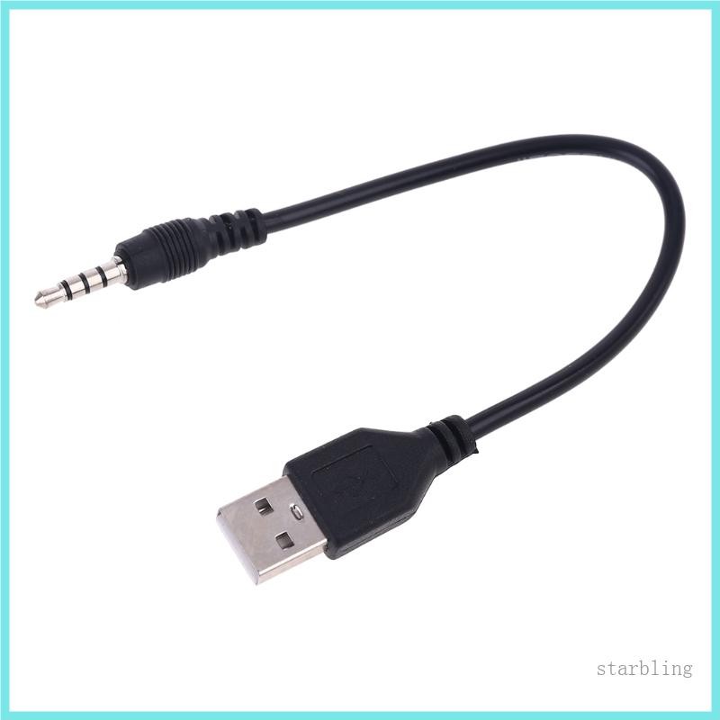 Star USB Male to 3 5mm Stereo Headphone Jack Plug Cable สําหรับ MP3 MP4 สีดํา