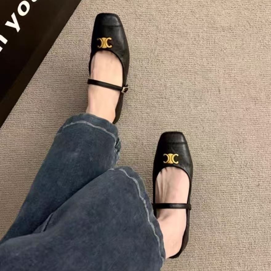 รองเท้าเดี่ยวรองเท้าแบนสวมใส่ด้านนอกเวอร์ชั่นเกาหลีหนา พื้นรองเท้า การจับคู่สี