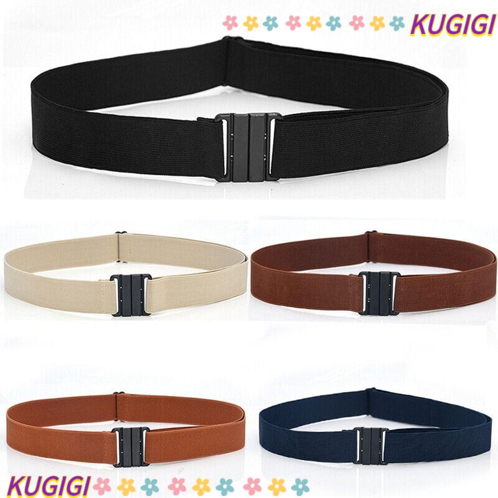 Kugigi เข็มขัดคาดเอว, เข็มขัดยางยืดยืดวินเทจ, เข็มขัดผ้าใบแบบปรับได้แถบเอวยืด
