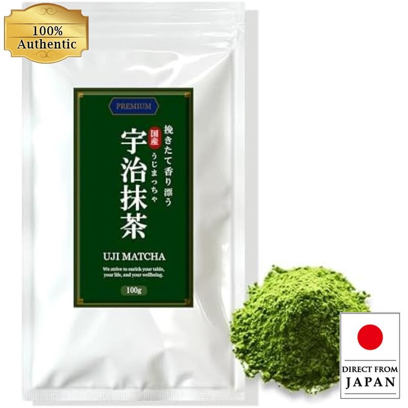 Uji Matcha มัทฉะ ผงมัทฉะ 100 กรัม [สีเข้ม/บดสด] อุจิมัทฉะในประเทศ 100%, ผงปราศจากสารเติมแต่ง, มัทฉะล
