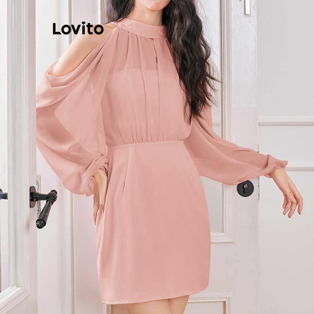 Lovito ชุดเดรสโปร่งเรียบหรูสำหรับผู้หญิง LAD106185