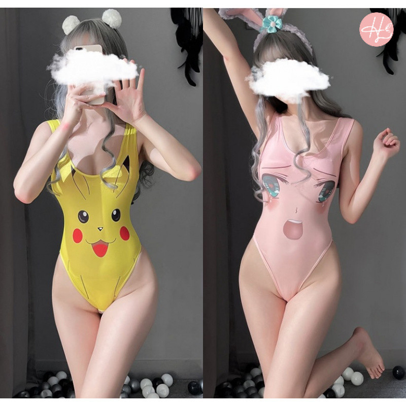 [รักน่ารัก ขวัญใจผู้ชาย ] Kawaii ชุดนอนเซ็กซี่หวานแสดงเสื้อผ้าร่างกายของคุณ Pikachu Pink Temptation คอสเพลย์เครื่องแต่งกาย Sex-sexy