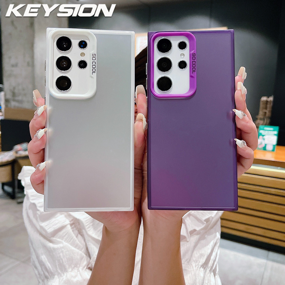 Keysion โลหะ Aurora Matte สําหรับ Samsung S24 Ultra 5G S23 + Plus S22 S21 FE กันกระแทกฝาครอบโทรศัพท์สําหรับ Galaxy หมายเหตุ 20 Ultra