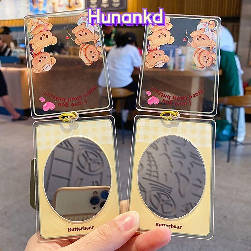 Huan พวงกุญแจหมีเนย PVC พร้อมจี้ตุ๊กตากระจก HD การ์ตูน INS สไตล์ Shop กระเป๋าของเล่น Charms สําหรับสาวของขวัญ