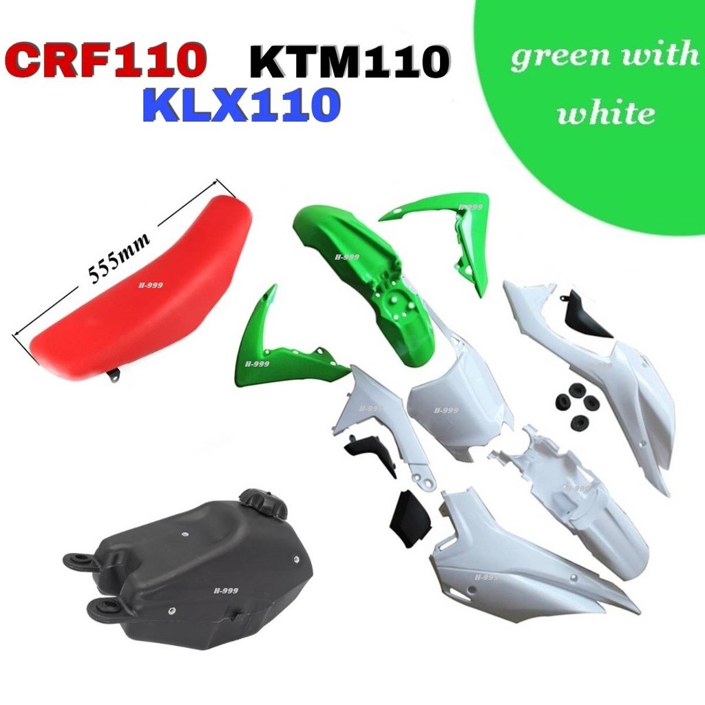 ชุดสีวิบากCrf110Crf125 Ktm110 Klx110 ชุดใหญ่เปลงวิบาก ( สีขาว+เขียว ) ได้กับทุกรุ่น สีเเดง ชุดสี CRF