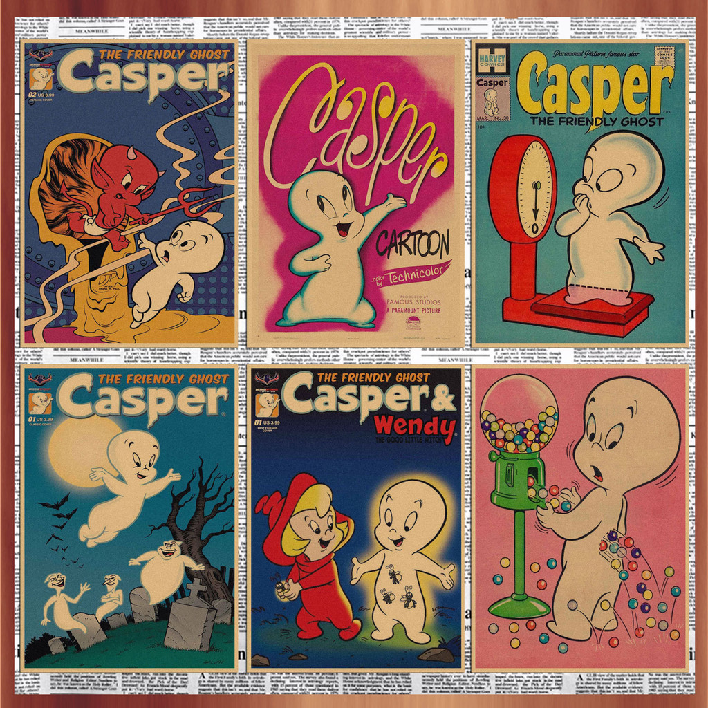 Ghost Horse Elf Casper โปสเตอร์การ์ตูนอะนิเมะ Retro กระดาษคราฟท์ Pictorial ภาพวาดตกแต่งผนัง