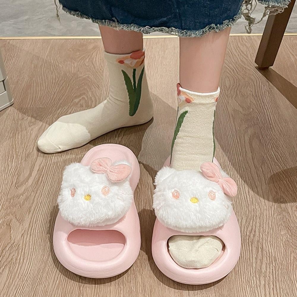 MELODYGOODS1 รองเท้าแตะสไลด์, รองเท้าแตะ Flip Flops น่ารัก, Hot Kitty Slide Shower Funny Shower Shoes Women