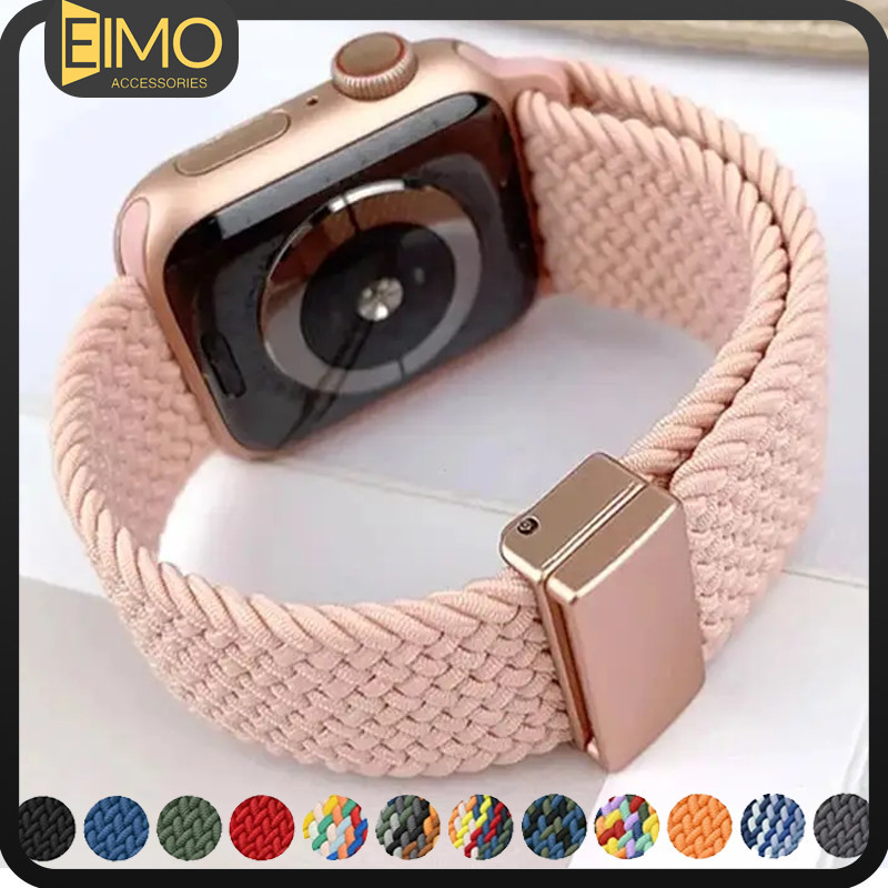 สายไนลอนถักเปียยืดหยุ่น For IWatch Apple Watch Ultra 3 2 49มม Series 11 10 9 8 7 6 5 4 3 2 46 45 42 40 41มม 38มม