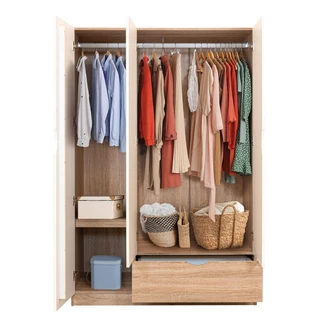 SB Design Square ตู้เสื้อผ้าบานเปิด ขนาด 120 ซม. รุ่น Havin สีขาว (120x58x180 ซม.) แบรนด์ KONCEPT FURNITURE
