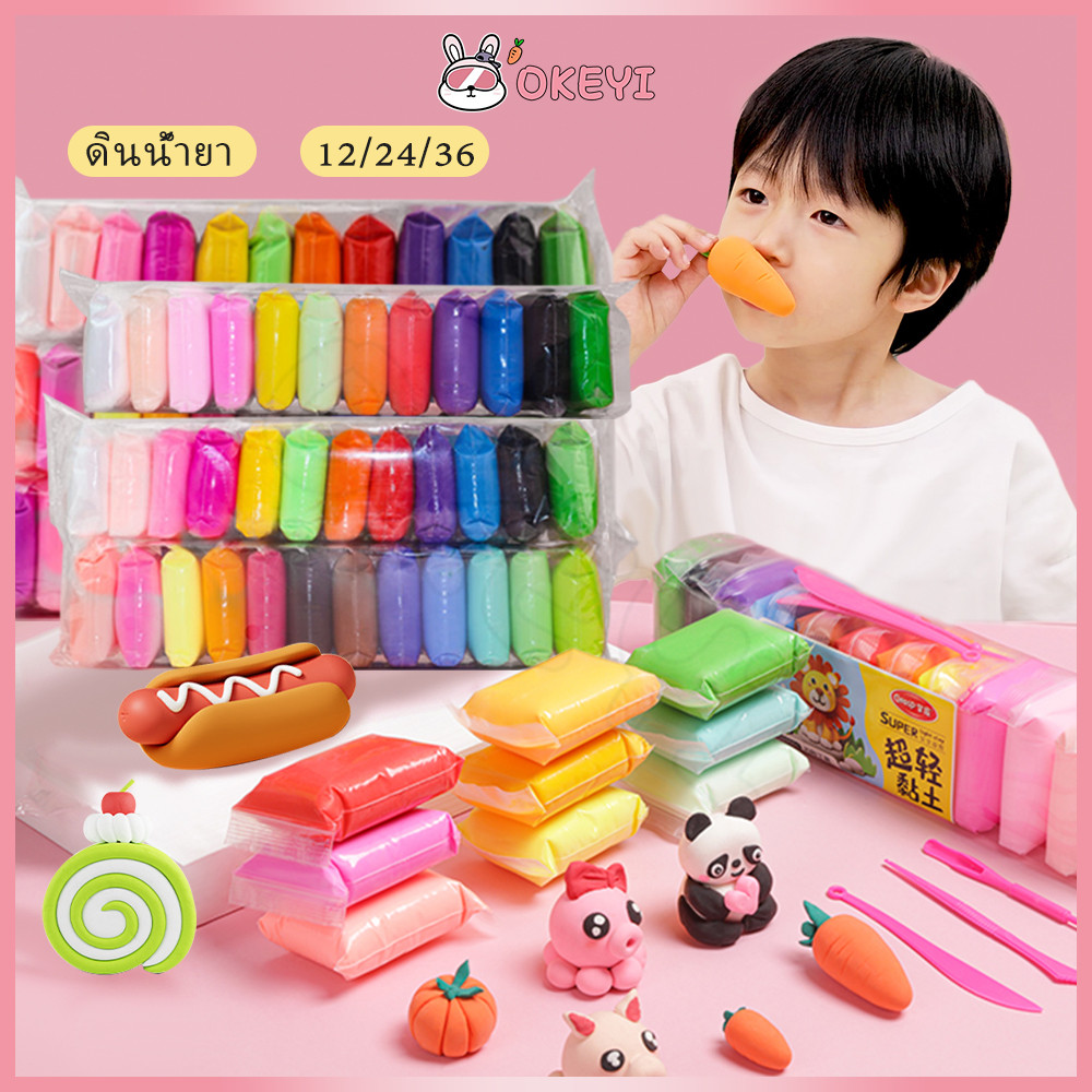 OKEYI  ดินน้ํามัน  ดินเบาไร้สารเคมี  ดินเกาหลี 12/24/36 สี diy ไม่ติดมือ  ดินเบาเกาหลีดินน้ำมัน