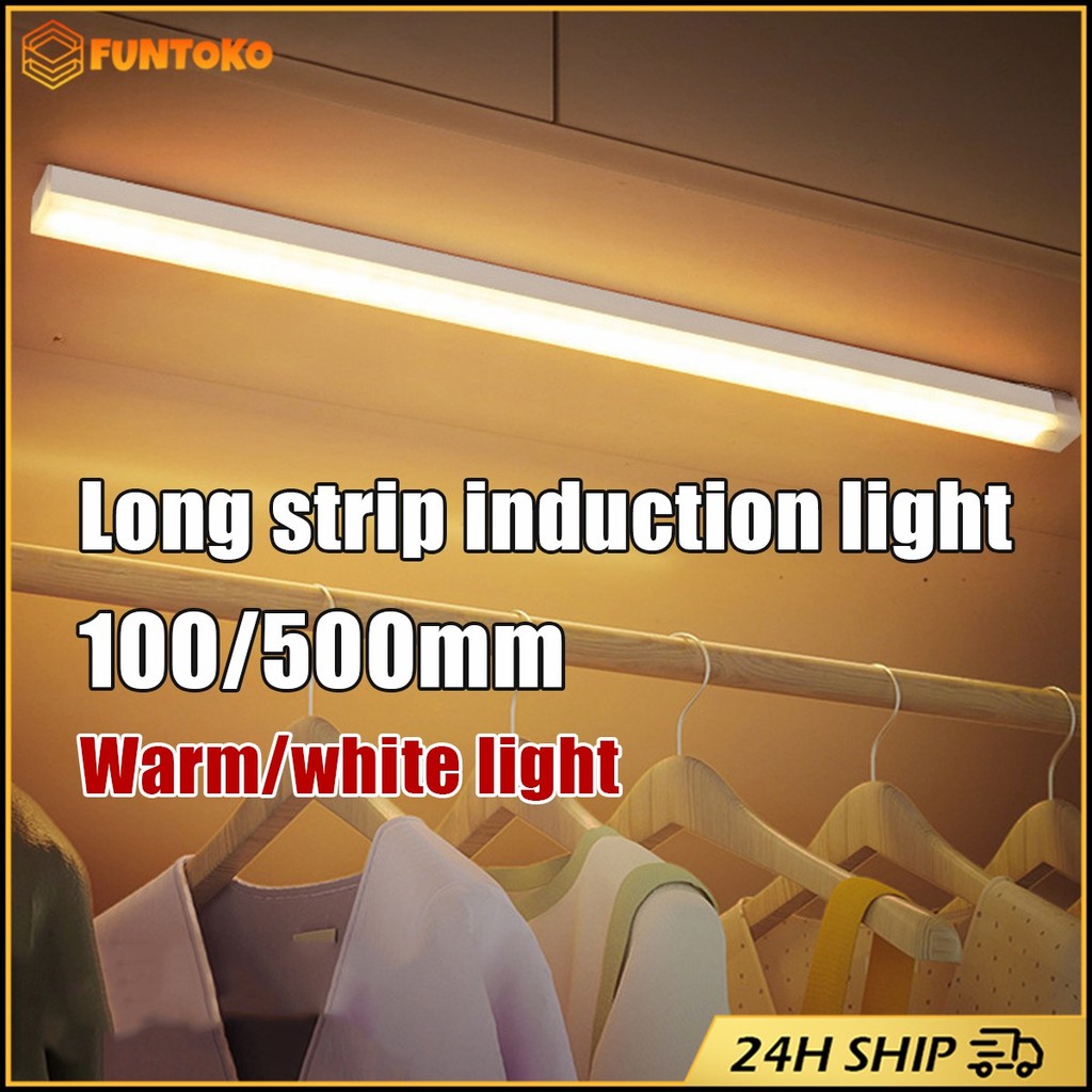 สินค้ามีคุณภาพ 50ซม.ไฟเซ็นเซอร์ LED ไร้สาย อัจฉริยะ ชาร์จ USB เคลื่อนย้ายง่าย สำหรับตู้เสื้อผ้า ห้องนอน