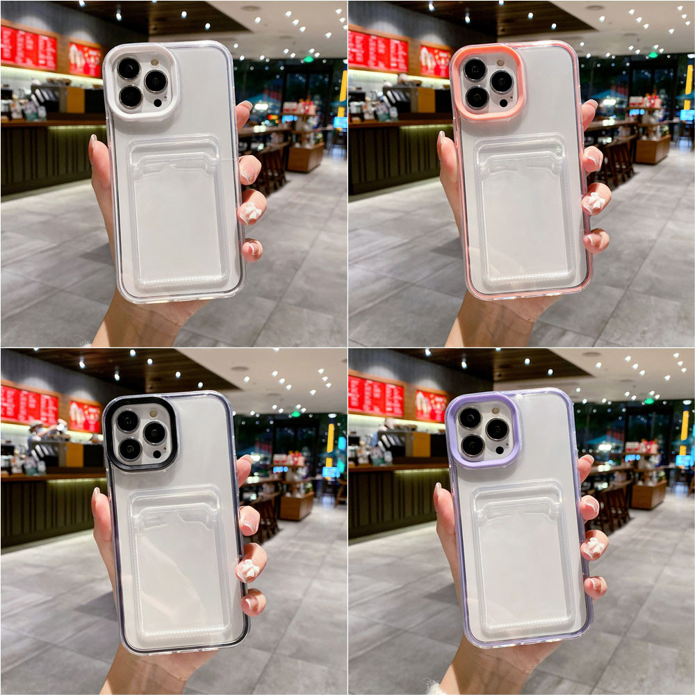 TPU เคส พร้อมช่องใส่บัตร For iPhone 13 15 11 16 14 12 Pro Max 7 8 Plus SE X XR XS 15promax 16promax 15plus เคสทรศัพท์