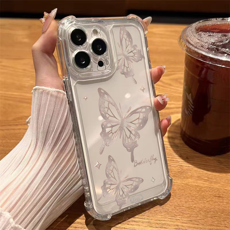 นิ่มกันกระแทกเคสโทรศัพท์ เคสสำหรับ เคส iphone 11 เคสไอโฟน 13 14 15 12 XR 7 8 6 Plus X XS 15 Pro MAXพบผีเสื้อ