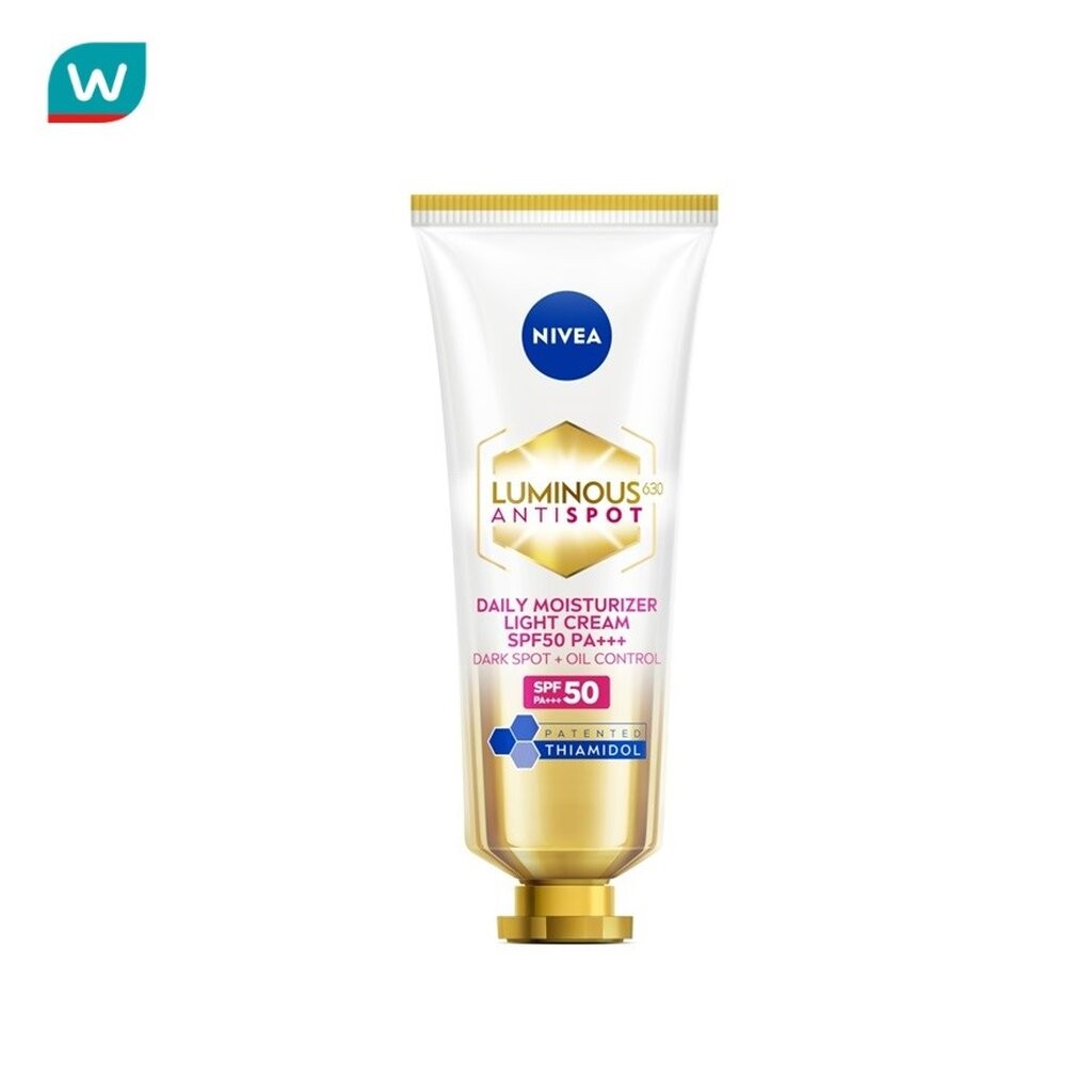 Nivea Luminous 630 นีเวีย ลูมินัส 630 แอนตี้สปอต เดลี่ มอยเจอไรเซอร์ ไลท์ ครีม เอสพีเอฟ50 พีเอ+++ 40 มล.
