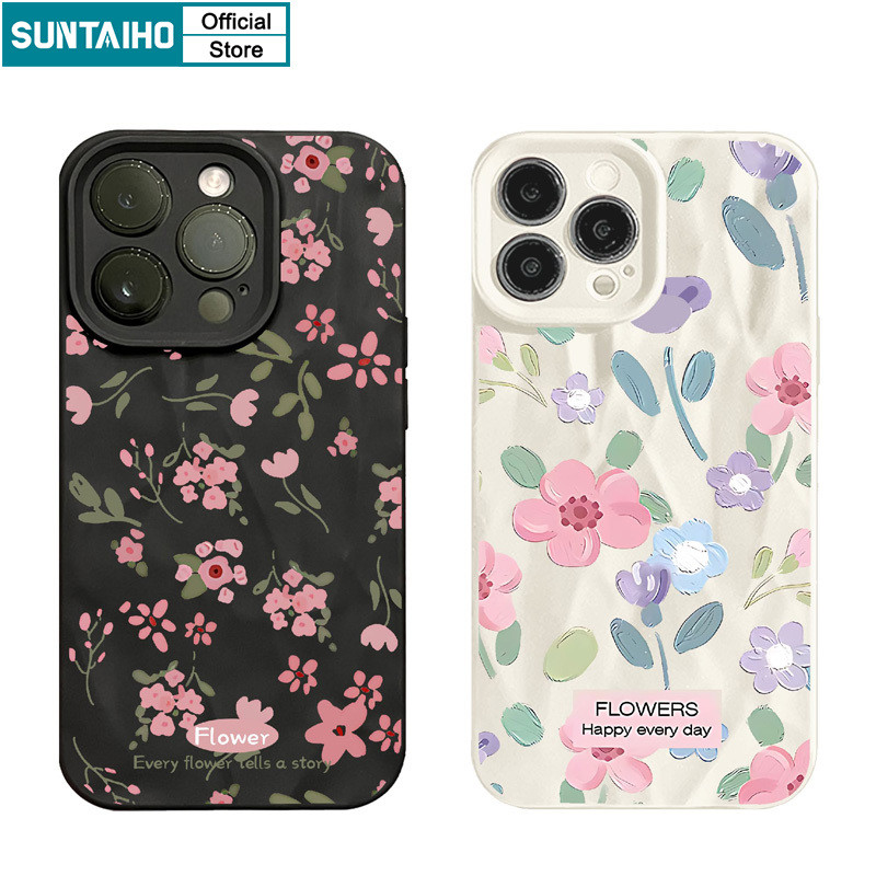 Suntaiho เคสไอโฟน Aesthetic Elegantปลอกดอกไม้รูปแบบเคสโทรศัพท์สําหรับIphone 16 15 14 13 12 11 Pro Max IP 7 8 Plus Iphon X Xs XR Xs Maxซิลิคอนนุ่มพรีเมี่ยมกันกระแทกปกหลัง